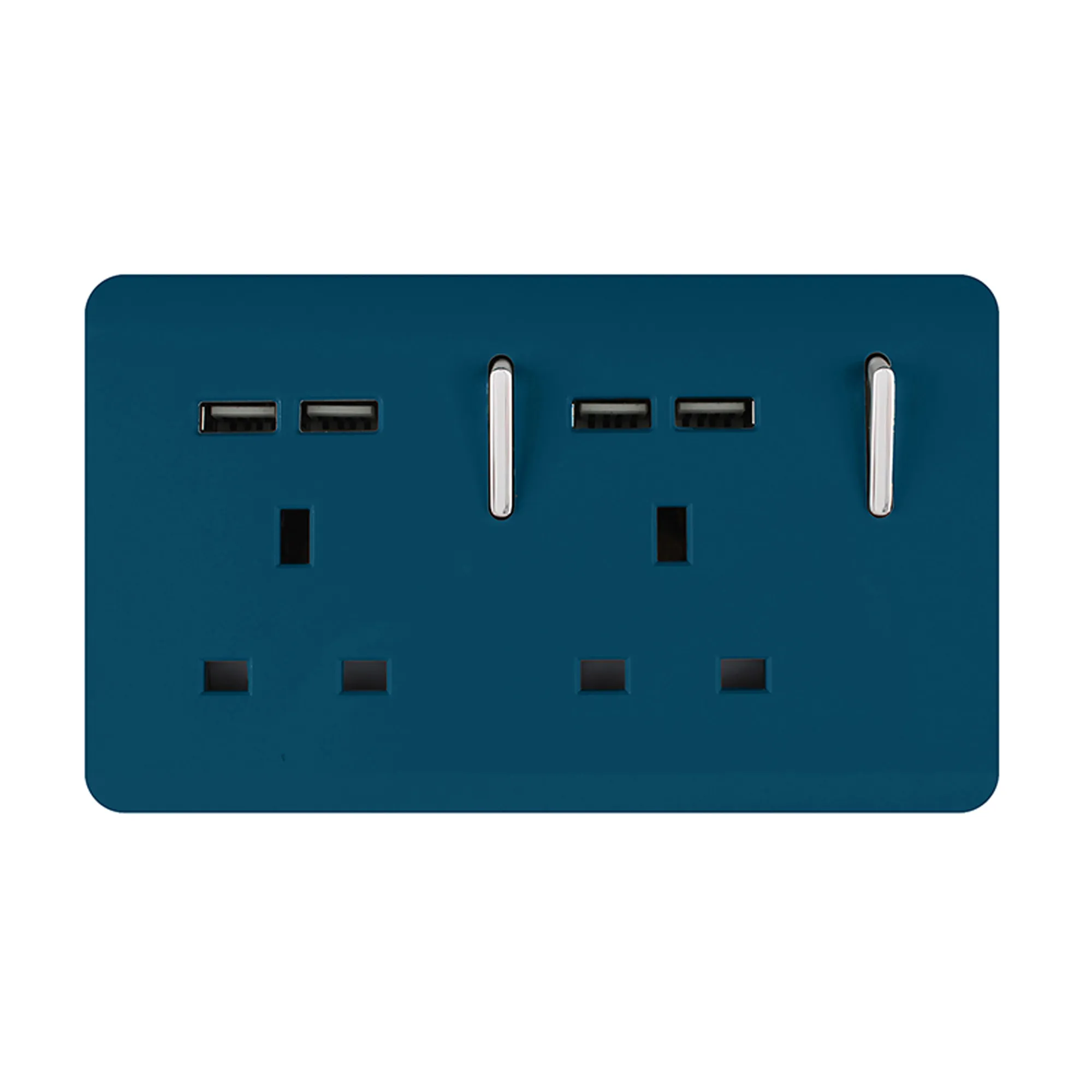 ART-SKT213USBMD  2 Gang 13Amp Switched Double Socket With 4X 2.1Mah USB Midnight Blue
